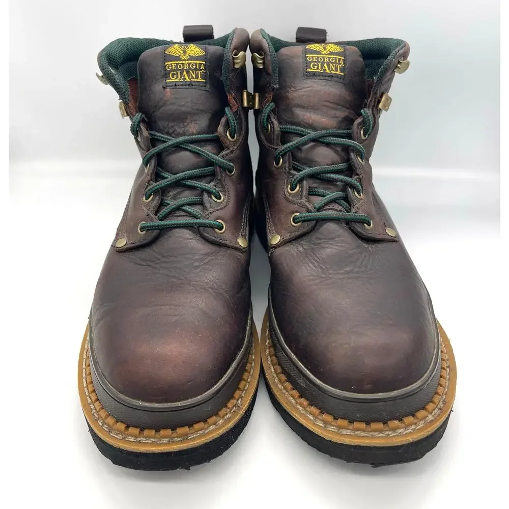 Georgia Giant Men”s 6” Steel Toe Brown Leather Work Boots G6374 Size 14